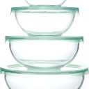 WhiteRhino Glass Mixing Bowl with Lids Set of 4,(1,1.5,2.5,3.7) Large Salad Bowl,Space-Saving Stacking Bowl for Kitchen Food Storage,Glass bowl for Cooking,Baking