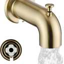 Slip-On Extra Long Tub Spout with Diverter, 1/2 Inch Slip Fit Connection, Brushed Gold