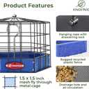 Kingsyard Squirrel Proof Platform Bird Feeder for Outdoor Hanging, Caged Bird Feeder for Bluebird Mealworm, Recycled Plastic Feeding Platform with Metal Mesh Tray, Special for Small Birds, Blue