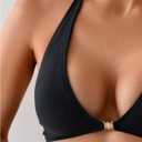 SOLY HUX Women's Halter Bikini Top Tie Back Bathing Suit Summer Beach Swimsuit Tops (Black, L)