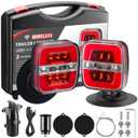 Inhtgeas Wireless Trailer Lights Magnetic - Dual Function Magnetic Tow Light with Strobe Lights Reverse Light 2-IN-1 Towing Lights Kit for Trucks, Boat, RV, Vehicle, Caravan