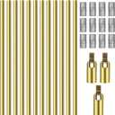 Antrader M10 Threaded Extension Rod 12pcs Lighting Fixture Stems with 3pcs 180 Degree Sloped Ceiling Adapters for Light Fixture Parts Replacement 12-inch Length Gold Color