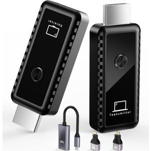 Wireless HDMI Transmitter and Receiver, Plug & Play Portable Wireless HDMI Extender Kit 4K Support 2.4/5.8Ghz 100Ft, for Screen Display Laptop/Pc/Tv Box/Camera/Projector (Black)
