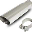 Exhaust Tip 2.5" Inlet to 3.0" Outlet, Polished Finish Stainless Steel Double Wall Slant Cut Exhaust Tail Tip for 2.5" Outside Diameter Tailpipe(Universal, 12"/305mm Length)