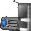 Solar Charger, 59800mAh Portable Power Bank for All Phones, Outdoor Waterproof Battery Pack Built in Hand Crank, 15W Wireless Charger 6 Outputs & 3 Inputs/LED Flashlights, Perfect for Camping Travel