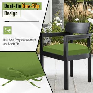 Basic Beyond Outdoor Chair Cushions Set of 2, Outdoor Cushions for Patio Furniture, Water Resistant Patio Chair Cushions with 2 Ties, 17x16x2, Grass Green