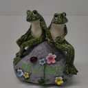 Nacome Solar Garden Outdoor Statues Frog with Succulent and 7 LED Lights - Lawn Decor for Patio, Balcony, Yard Ornament - Unique Housewarming Gifts