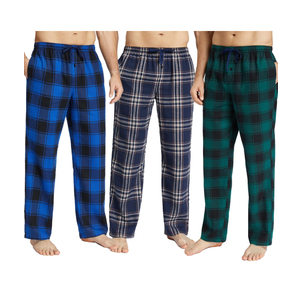 JupiterSecret Mens Pajama Pants Set Flannel Cotton Lightweight Sleep & Lounge Pants, PJ Bottoms with Pockets and Button Fly L