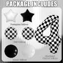 2 x Race Car Party Decorations  7PCS Black, White & Checkered Foil Balloons Set with Stars, Rounds & Checkered Number 4 Foil Balloons for 4th Racing Birthday Party Supplies