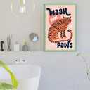Framed Funny Bathroom Animal Wall Art Pictures Fun Toilet Canvas Prints Trendy Tiger Wash Your Paws Posters Funky Home Wall Decor 16x24in