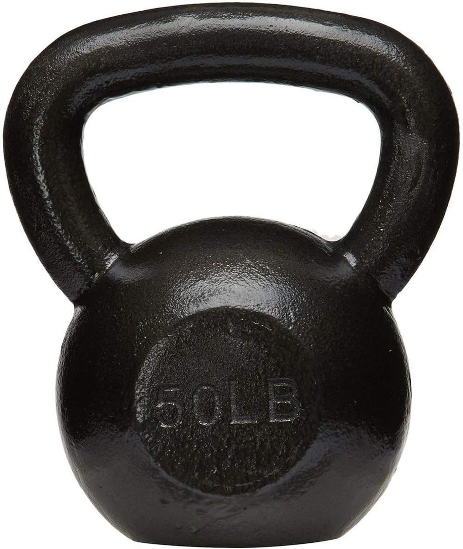 Amazon Basics Cast Iron Kettlebell for Strength Training, Textured Wide Handle, Black, 50LB