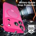 Oterkin Magnetic for iPhone 17 Pro Case Matte, Upgraded Full Camera Protection Compatible with MagSafe Frosted Translucent Shockproof Anti-Scratch Slim Fit Case Military Grade Protection (Hot Pink)