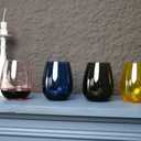 Stemless Wine Glasses Set 4 Colored Red White Wine Glasses 17oz Tumbler Crystal Glasses Pink Blue Gold