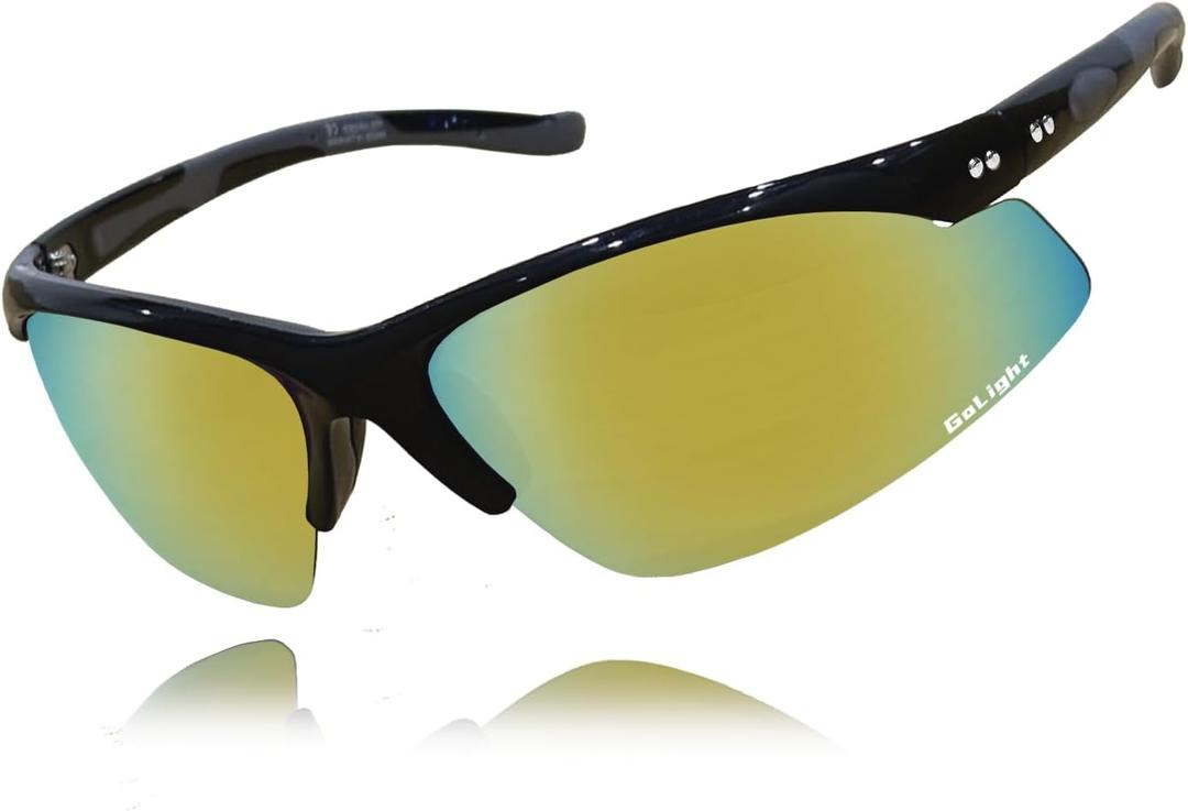 GoLight Polarized Wraparound Sports Sunglasses for Men & Women – UV400, Anti-Glare, Lightweight Frame with Metal Hinges