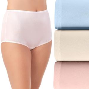 Vanity Fair Women's Underwear Perfectly Yours Traditional Cotton Brief Panties (9, Nylon - Pink/Blue/Candleglow)