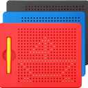 Yexiya 3 Pcs Magnetic Drawing Board for Kids, Toddler Travel Drawing Kit Magnet Sketch Thread Board with Stylus Pen and Beads Toy for Child Quiet Time Activities, 7 x 8.5 Inches