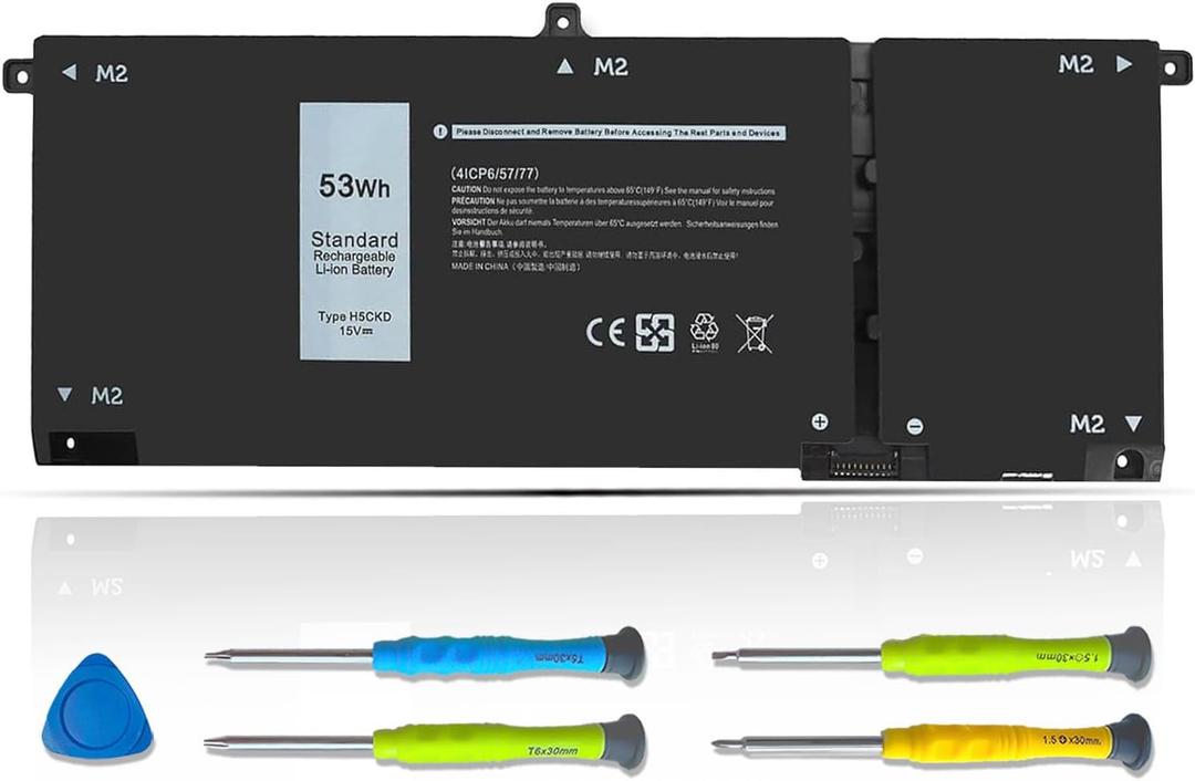 ASODI 53Wh H5CKD 15V Battery Replacement for Dell Inspiron 5400 5406 7300 7405 7306 7500 7506 2-in-1 Silver 5300 5301 5401 5408 5402 5409 5501 5508 Series Latitude 3410 3510 Vostro 5300 5301 7T8CD