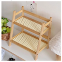 Household 2-Tier Cup Shelf Organizater,Cupboard Cabinet Coffee Mug Cup Stemware Cup Storage Drain Rack,Bamboo Flower Shelf Bookshelf,Bedroom Kitchen Organizer Shelves (11"(Natural))