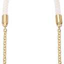 uxcell PU Leather Chain Purse Strap, 24.4 Inch Braided Purse Handle Replacement for Handbags Underarm Bag Tote (Cream, Light Gold Buckle)