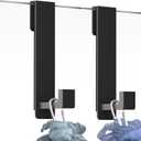 Shower Door Hooks, Heavy Duty Rack Hooks for Robe, Stainless Steel Towel Hooks for Bathroom, Fits Frameless Glass Shower Doors up to 3/8" (10mm) Thick (Black, 2 Pack)