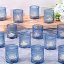 Matahum 36 Pcs Blue Votive Candle Holders, Tea Light Candle Holders for Wedding Centerpiece, Glass Candle Holders for Table Centerpiece, Home and Party Decorations