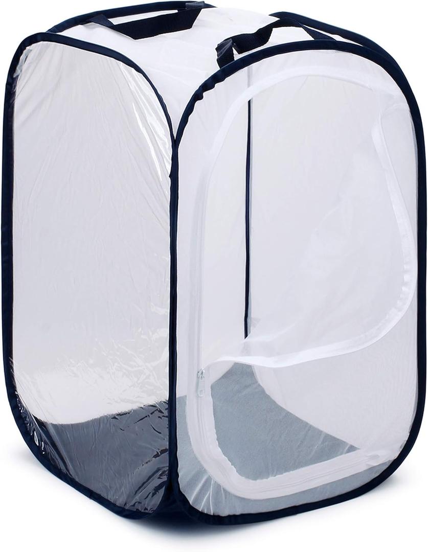 RESTCLOUD 36" Large Monarch Butterfly Habitat, Giant Collapsible Insect Mesh Cage Terrarium Pop-up 24 x 24 x 36 Inches (White with Black)