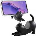 Home-X Cat Phone Stand, Cute Desktop Smartphone Holder, Vertical or Horizontal, Universal Cell-Phone Stand, Black