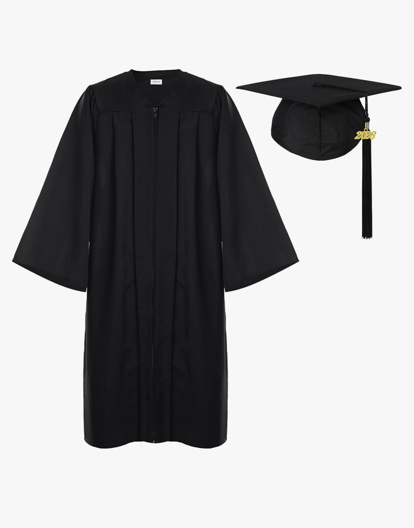 Newrara Graduation Gown Cap Tassel Set Size 45