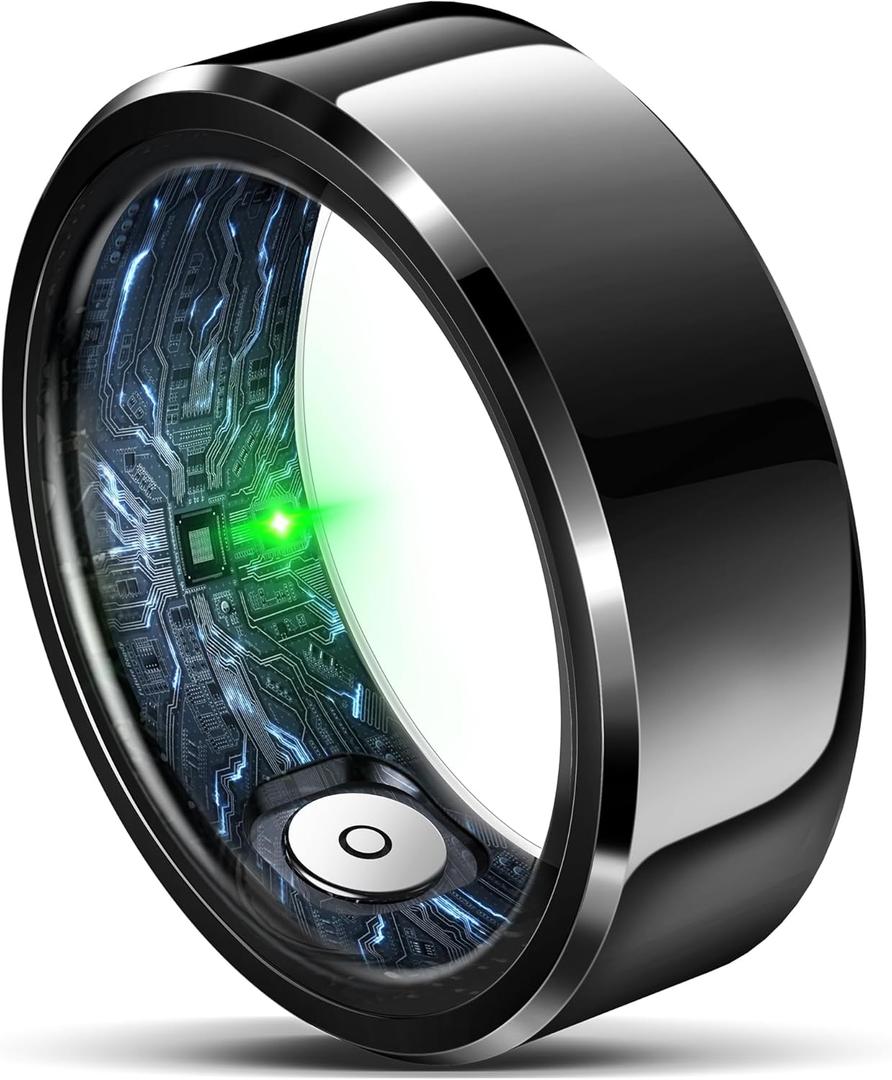 Smart Ring for Women Men, Fashion Minimalist Fitness Ring & Sleep Tracker Ring with Heart Rate, Blood Pressure,5ATM Waterproof Health Ring,Gifts for Women Men Gift,No Subscription (12,Black)