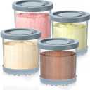 for Ninja Creami Pints and Lids-4 Pack, 16OZ Container Compatible with NC299AMZ & NC300s Series Ice Cream Makers, Extra Cups Replacement for Ninja Creamy Containers Airtight Anti-slip Dishwasher Safe, Grey 