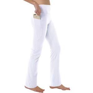 Women's Bootleg Yoga Pants with Hidden Pockets Tummy Control Running Legging Long Bootcut (X-Large, White)