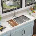 33"x19" Undermount Double Bowl Kitchen Sink Workstation