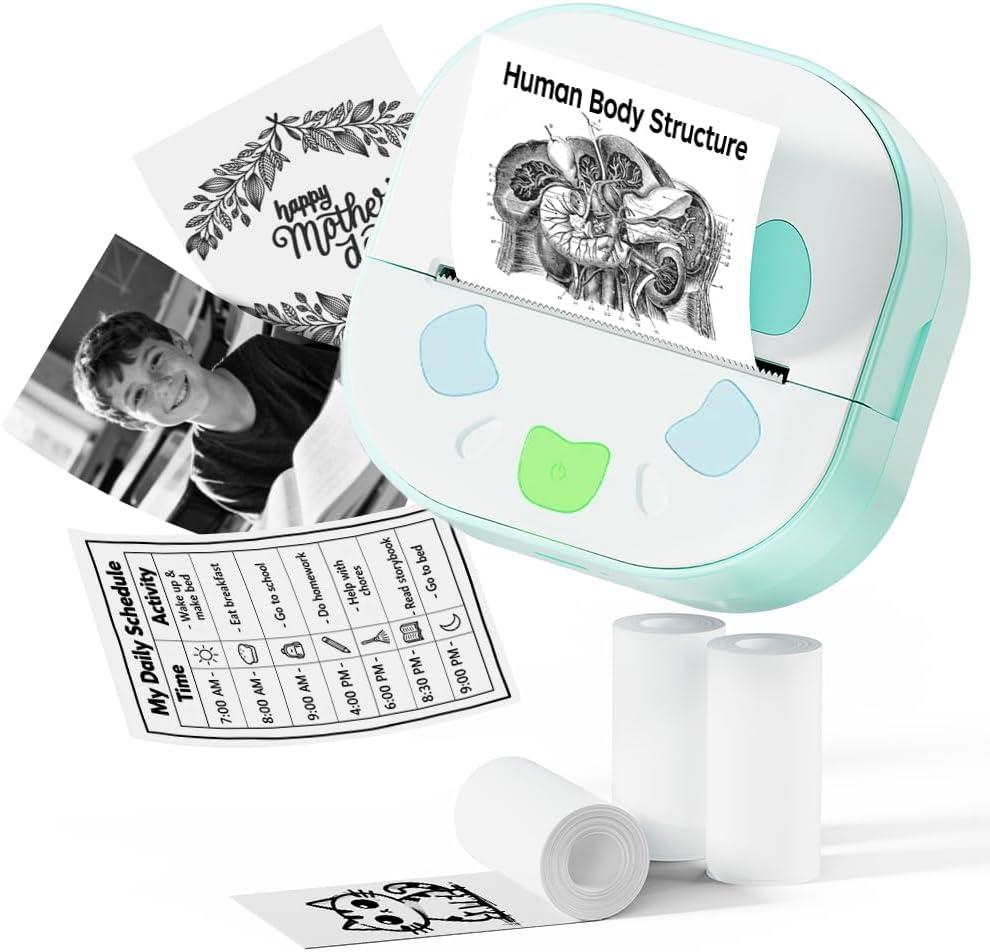 Label Maker Machine,D21 Portable Bluetooth Mini Label Printer, Smartphone Handheld Thermal Sticker Labeler Multiple Templates Font Icon Inkless Custom Label for Home Kids School Supplies, Blue