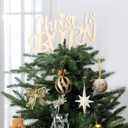 Nativity Christmas Tree Topper Christian Christ is Born Wooden Tree Decoration 12 x 10 Inch Religious Nativity Scene Birth of Jesus Treetop Decor for Party Holy Night Home Favor(Wood Color)