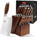 MSY BIGSUNNY Knife Block Set 17-piece Knife Set with Wooden Block - German Steel Perfect Cutlery Set Gift