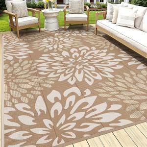 HEBE Waterproof Outdoor Rug 8'x10', Floral Reversible Plastic Patio Rug
Outside Plastic Straw RV Camping Mat Clearance, Indoor Outdoor Area Rug Floor Carpet for Deck,Porch,Balcony,Backyard,Picnic