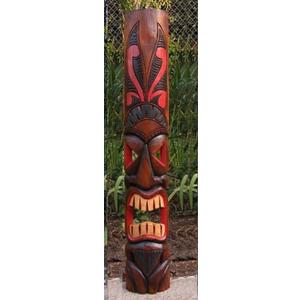 Tiki Wooden Mask Patio Tropical Bar Wall Decor Set of 1 Design 39"