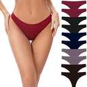 POKARLA Seamless Thongs for Women No Show Underwear Pack of 10 M
