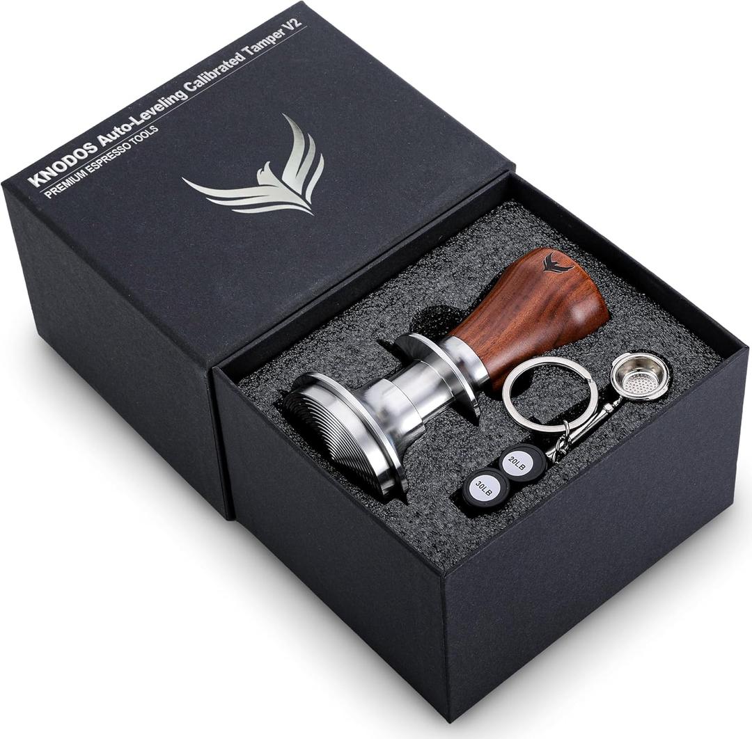 58.5mm Espresso Tamper  Rosewood Handle, Self-Leveling & Double Spring Loaded Calibrated Design Fits 58mm Portafilter Basket for Precise Consistent Shots