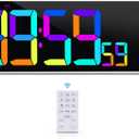 Large 13.7" LED Digital Timer5''Nunmber, 11 Color Changing, Count Up/Down Timer with Remote Control, Adjustable Brightness Wall Clock for Home, Office, Gym, Elderly, Auto DST