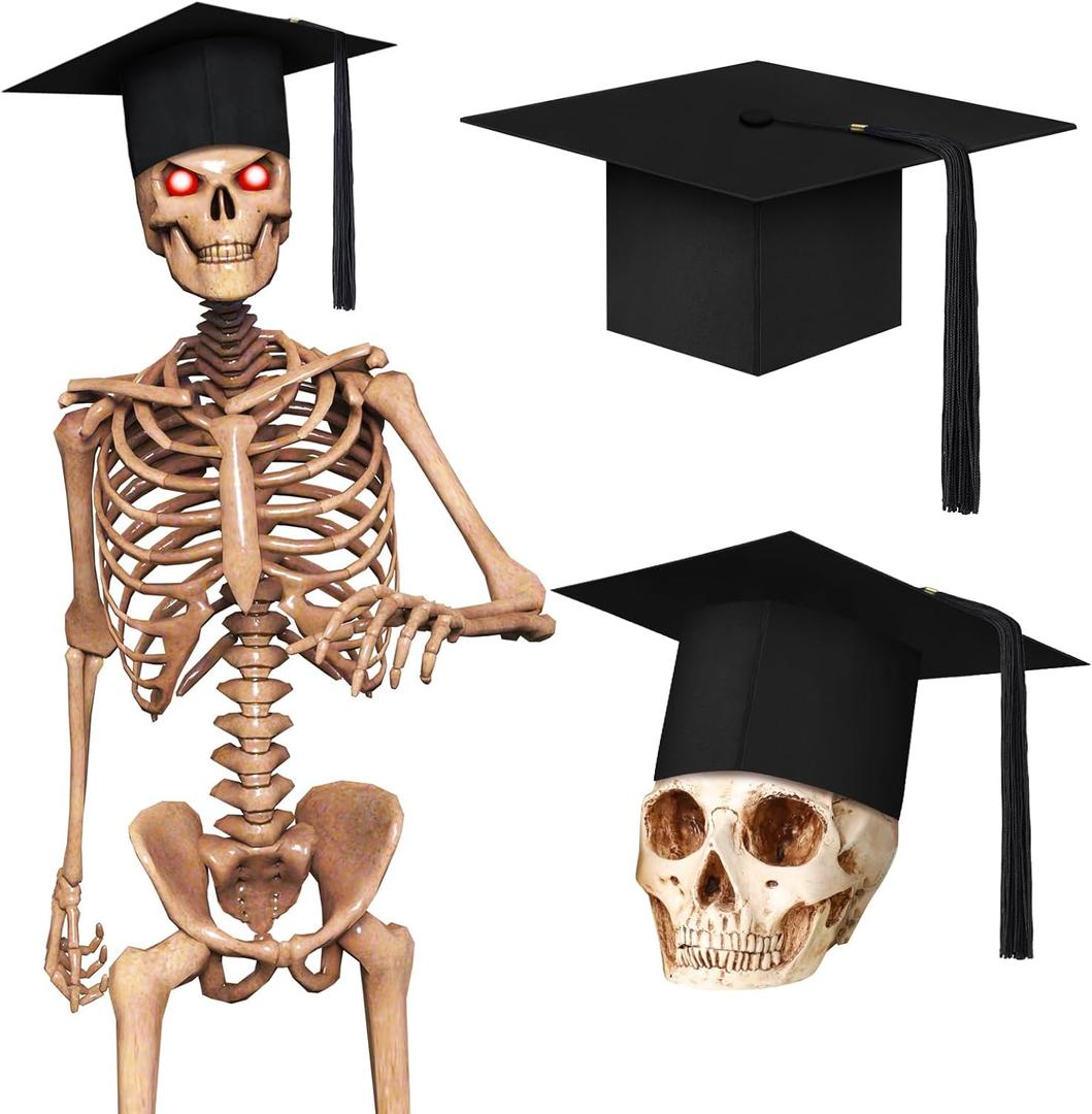Geyoga 12 ft Skeleton Accessories Graduation 12 ft Skeleton Hat with Tassel Outdoor Giant Skeleton Giant Costume for Garden Lawn Decor