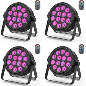 Stage Lights, 4 Pack U`King LED Par Lights RGBW DJ Stage Lighting 14x6W Uplights for Events by Sound Activated and DMX Control for Wedding Church Live Show Disco Halloween Christmas Parties