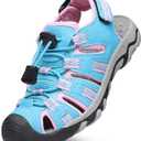 DREAM PAIRS Boys Girls Summer Outdoor Athletic Sport Sandals Walking Hiking Hook and Loop Adjustable Multicolor for Toddler/Little/Big Kids (Baby/Blue/Pink) 13