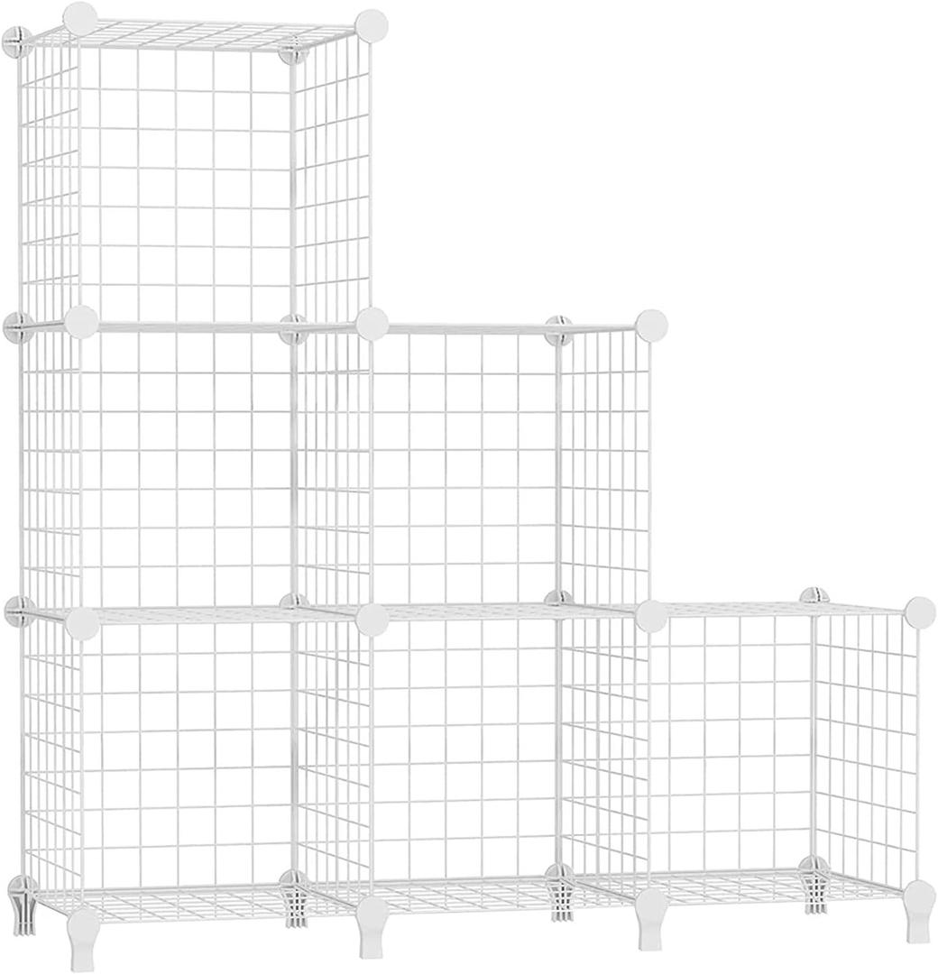 AWTATOS Wire Cube Storage Organizer, Closet Organizers and Storage, Metal 6 Cube Storage Shelves Bookshelf, Portable Closet Clothes Organizer for Bedroom, Home, Office, White