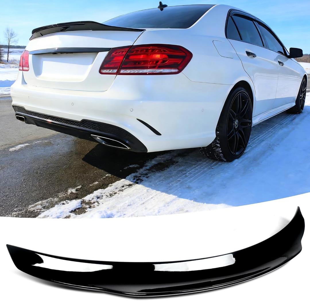 Rear Spoiler Wing Fit for Mercedes W212 E Class Sedan 2010-2016 Accessories E250/ E350/ E400/ E550/ E63, Gloss Black Duckbill PSM Style Decklid Lip Exterior Part