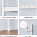 Blanket Ladder, 5-Tier Towel Holder with 4 Removable Hooks, Farmhouse Wall Leaning Decorative Rack Shelf, Wooden Towel Display Rack, Quilt Ladder for Living Room, Bedroom, White