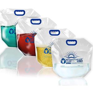 WaterStorageCube Premium Collapsible Water Container Bag, BPA Free Food Grade Clear Plastic Storage Jug for Camping Hiking Backpack Emergency, No-Leak Freezable Foldable Water Bottle 1.3/2.6 Gallon