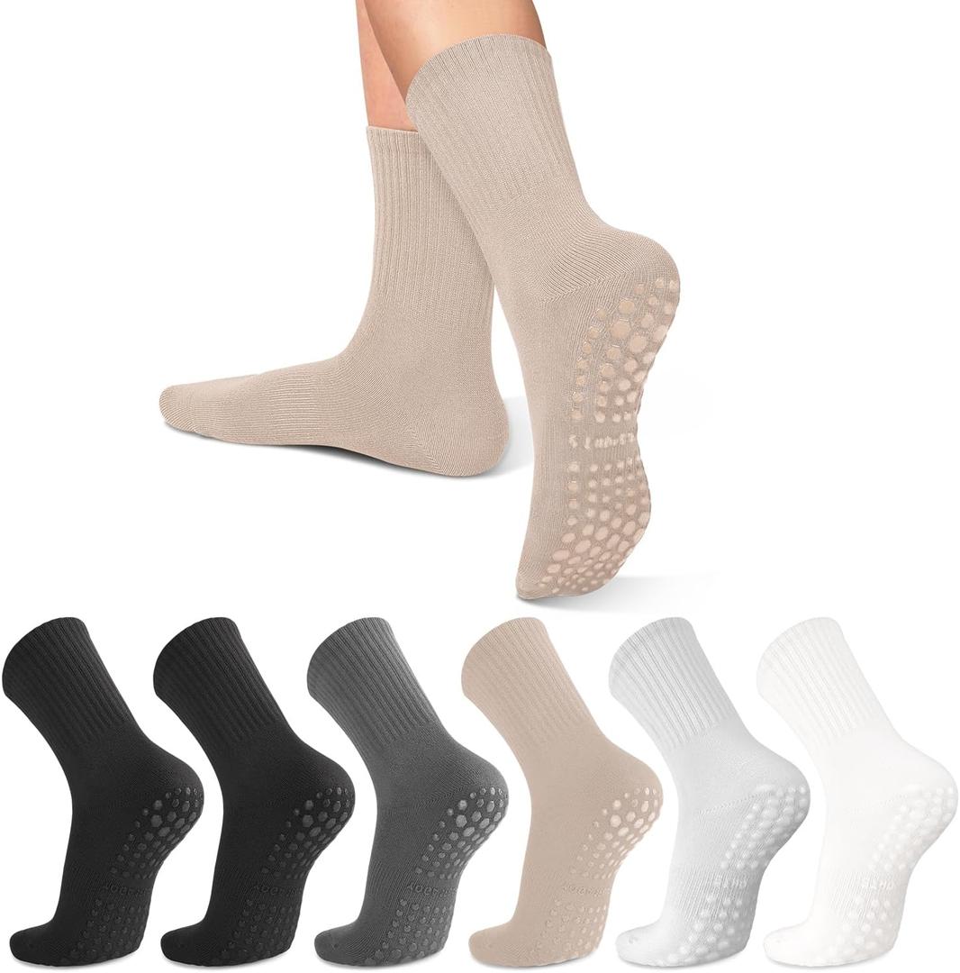 6 Pairs Pilates Socks with Grips for Women - Non Slip Yoga, Barre, Grippy Socks for Pilates Reformer, Barre & Home Workout