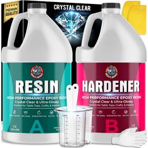 Epoxy Resin - Ultra-Gloss 1 Gallon Kit, Crystal Clear, Self-Leveling, UV & Impact Resistant Resin Kit for Art, Jewelry, Tables & Countertops, Easy 1:1 Mix, DIY Crafts