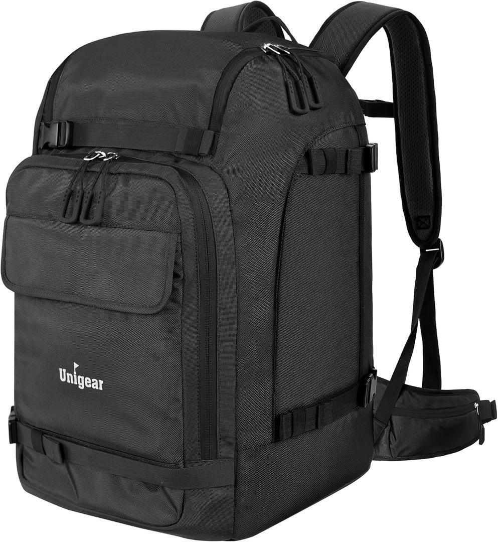Unigear Ski Boot Bag Backpack for Helmet 50L/70L, Goggles, Gloves, Skis, Snowboard & Accessories (Black)